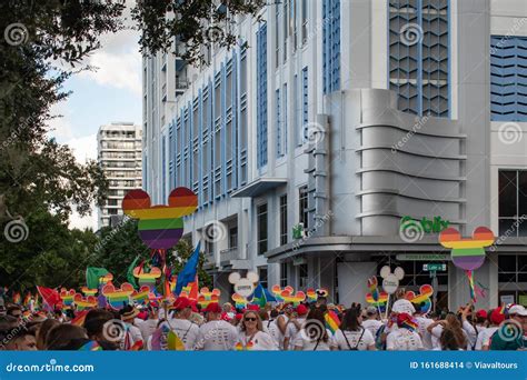 Disney Gay Community In Come Out With Pride Orlando Parade At Lake Eola Park Area Editorial