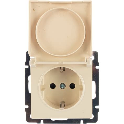 Розетка Smartbuy с заземлением и крышкой 16А, бежевая Нептун SBE-05i-16 ...