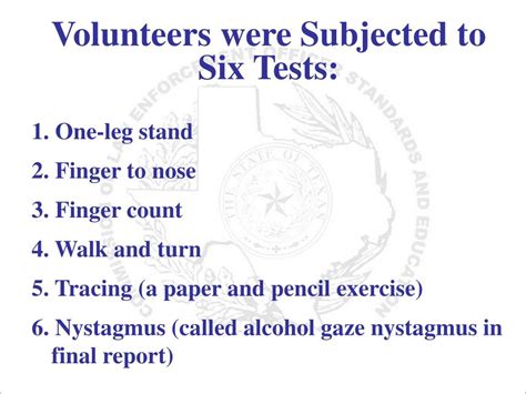 Ppt Concepts And Principles Of The Standardized Field Sobriety Tests