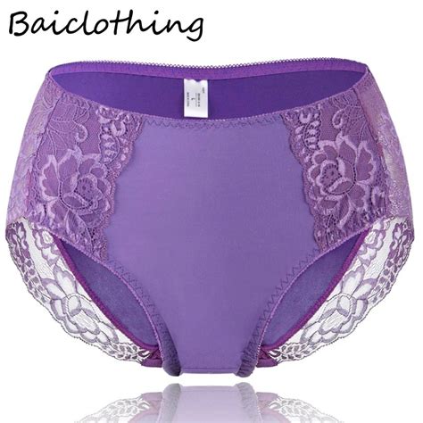 L L L L L Plus Size Underwear Womens Underpant Sexy Lingerie Lace Cotton Big Size Ultra Thin