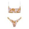 Emmiol Free Shipping Floral Print Smocked Bikini Set Chive L In Bikini Sets Online Store