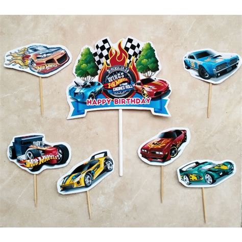Topper Toper Hiasan Tusukan Kue Cake Ulang Tahun Happy Birthday Karakter Hotwheel Hotwheels Hot