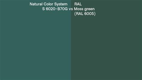 Natural Color System S 6020 B70g Vs Ral Moss Green Ral 6005 Side By