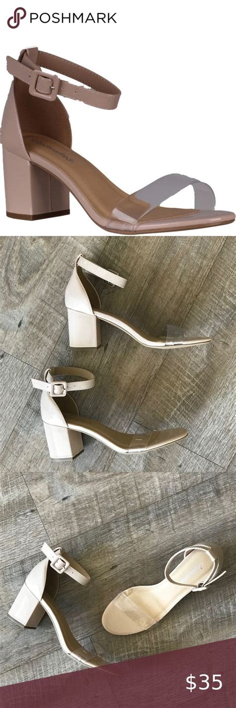 Retro Patent Nude Clear Strap Block Heel Sandal City Classified Amuse Transparent Nude