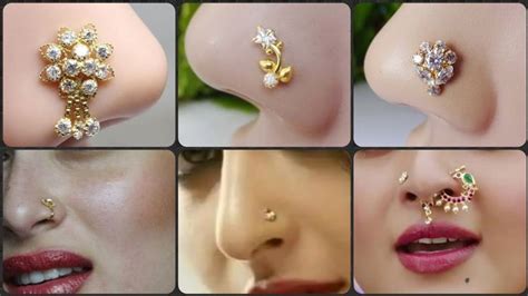 New Gold Nose Pin Stud Design Collection For Fashion Girls Women Nose