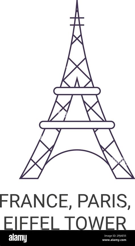 France Paris Eiffel Tower Travel Landmark Vector Illustration Stock