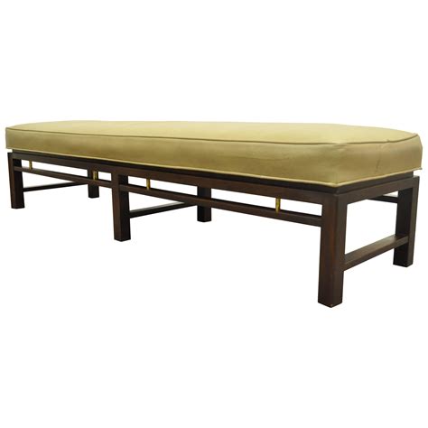 Mid Century Modern Tufted Black Leather Upholstered Bench At 1stdibs