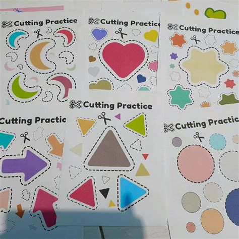 worksheet seru aktivitas menggunting  menempel  anak usia
