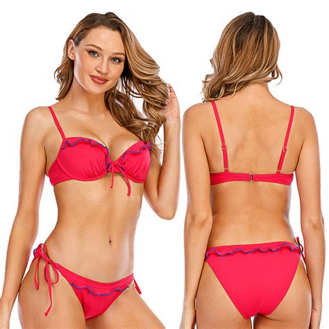 Wholesale Brazilian Fashion Sexy Women Two Pieces Bathing Suit Swimsuit Swimwear Bikini With Red