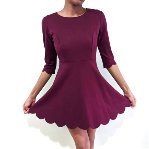 Lulus Cumulonimbus Clouds Burgundy Skater Dress Gem