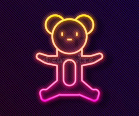 Glowing Neon Line Teddy Bear Plush Toy Icon Isolated On Black Background Vector Stock Vector