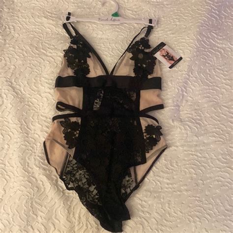 Intimates Sleepwear French Affair Sexy Bodysuit Nude And Black Size Small Poshmark