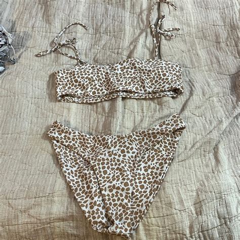 Aurelle Swim Swim Aurelle Swim Giraffe Print Tie Shoulder Bikini Set Poshmark