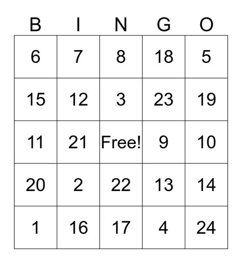 Osc Bingo Card