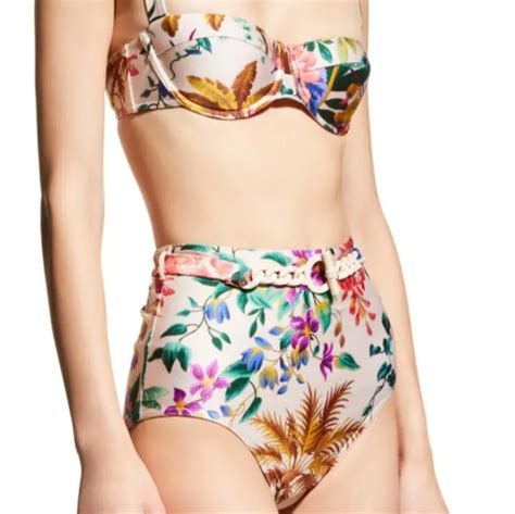 Zimmermann Swim Zimmermann Tropicana High Waist Belted Bikini