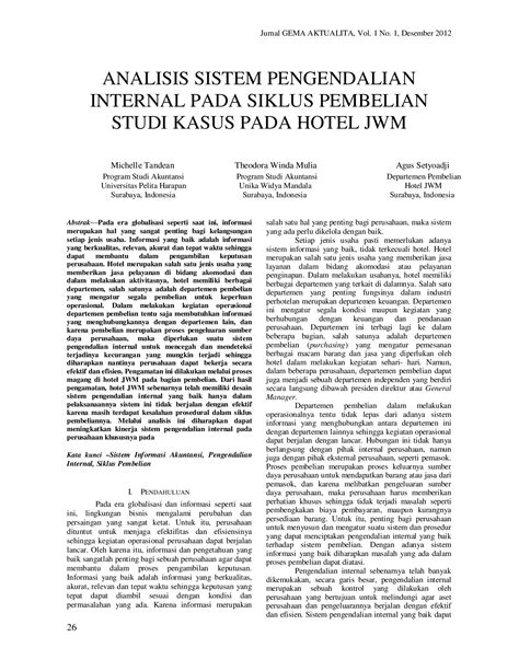 PDF Analisis Sistem Pengendalian Internal Pada Siklus Pembelian