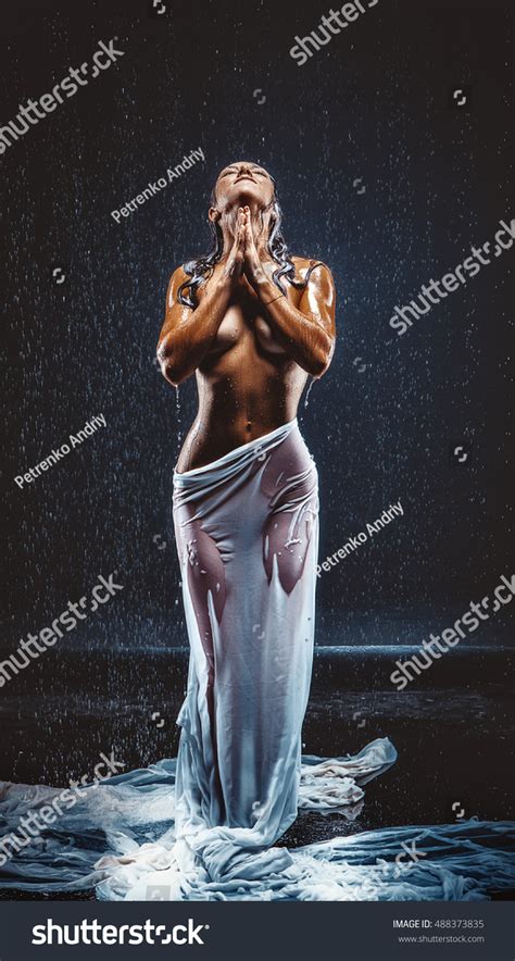 Beautiful Nude Woman Aqua Rain Stock Photo 488373835 Shutterstock