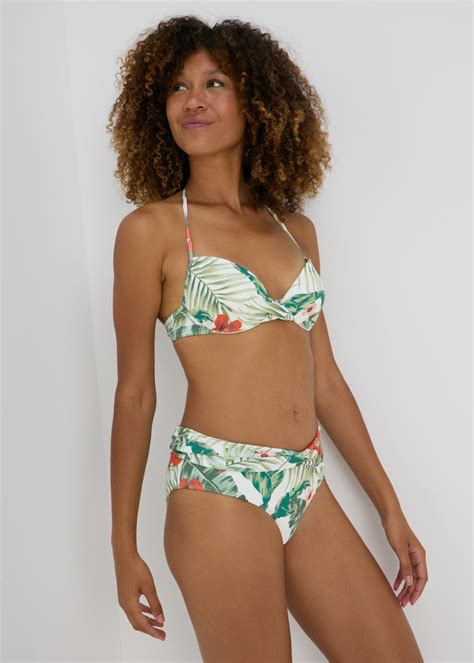 Tropical Leaf Print Twisted Bikini Bottoms Matalan