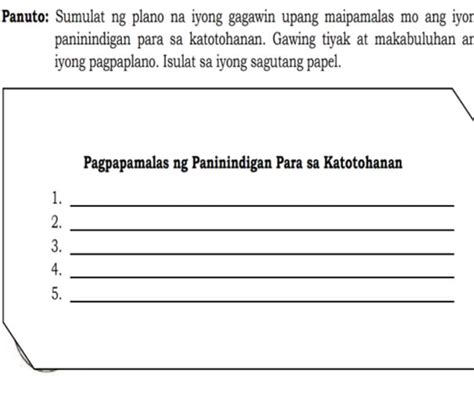 Panuto Sumulat Ng Plano Na Iyong Gagawin Studyx