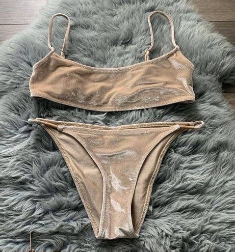 Triangl Tan Nude Velvet Bikini Set Women S Fashion Swimwear Bikinis