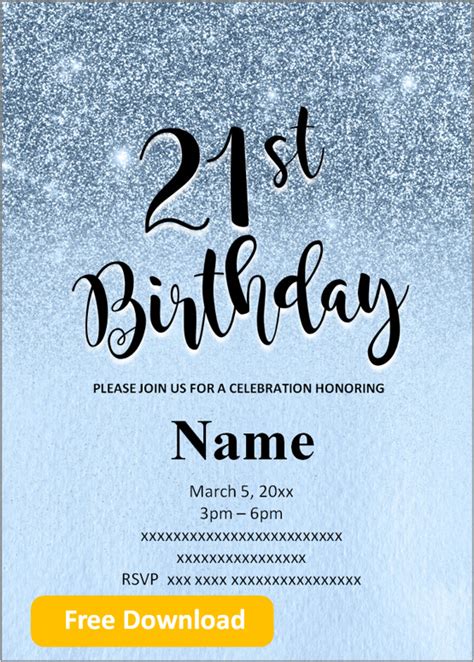 Free Printable 21st Birthday Invitation Cards Printable Templates