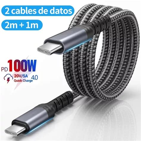 2 Cables Usb Tipo C De Carga Rápida 2 Y 1 Mts 100w Y 60w Meses sin