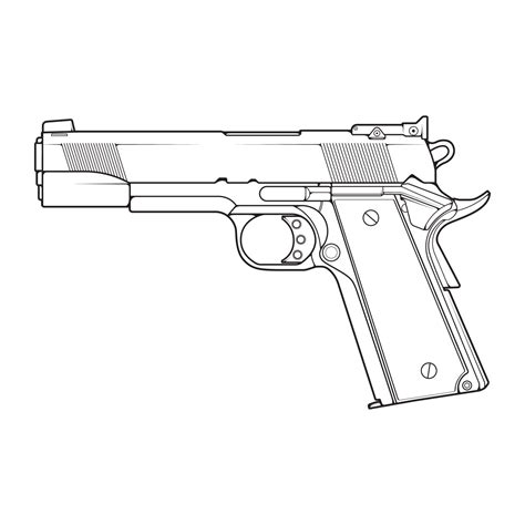 Firearms Line Art Style Shooting Gun Weapon Illustration Vector Line