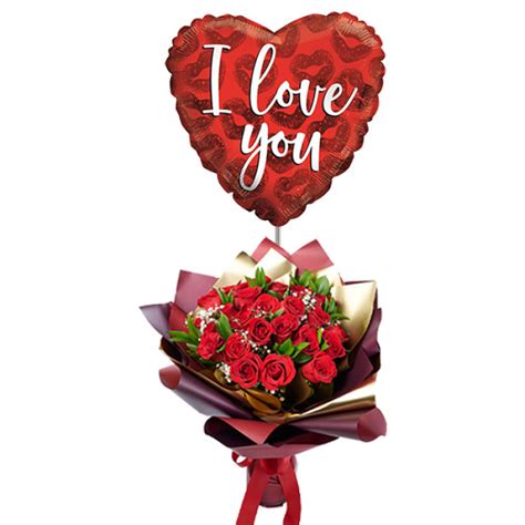 14pcs Red Rose And One Heart Shape Balloon