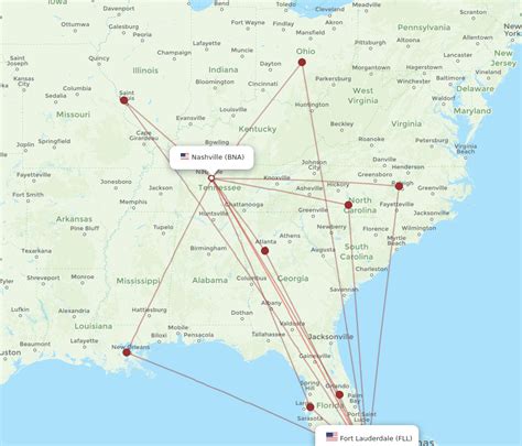 All Flight Routes From Nashville To Fort Lauderdale BNA To FLL