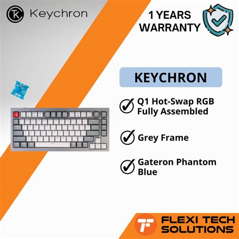 Flexi Tech Keychron Q Hot Swap Rgb Fully Assembled Black Blue Grey Layout Mechanical
