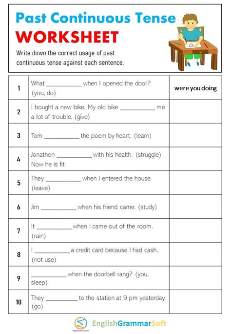 Past Continuous Tense Worksheets With Answers Tenses