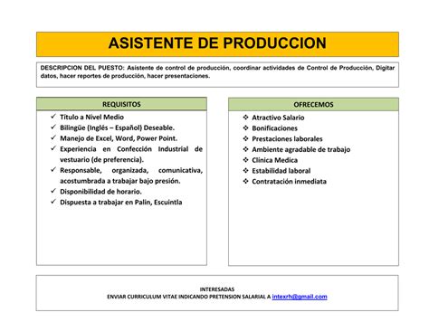 Asistente De Produccion