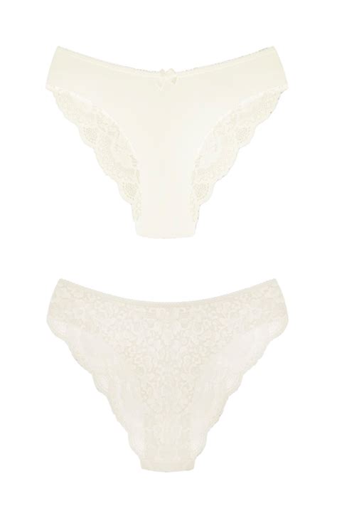 Krem Arkas Dantel Lazer Bikini K Lot Cottonhill