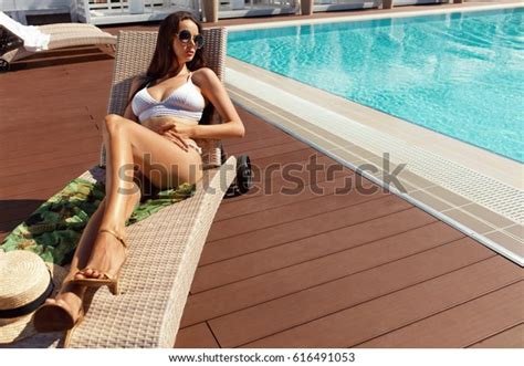 Sexy Woman Bikini Sunbathing Near Swimming Stock Photo Shutterstock