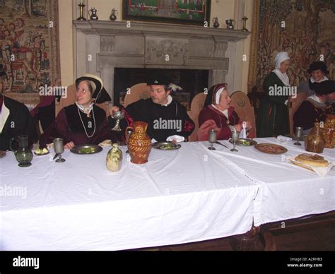 Tudor banquet re enactment Kentwell Hall Suffolk England Stock Photo ...