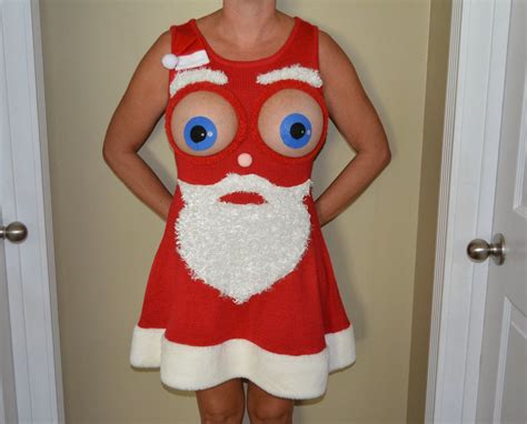 Santa Face Sexy Ugly Christmas Sweater Bug Eyed Santa Made For Your Bare Breasts Boob Eyes See