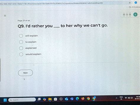I'd Rather You ...... To Her Why We Can't Go.