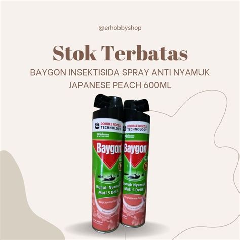 Jual Baygon Insektisida Spray Anti Nyamuk Japanese Peach 600mL Shopee