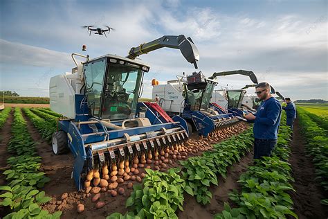 modern potato harvesting techniques  action background potato