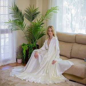 Wedding Night Lingerie Bridal Satin Robe Wedding Lingerie Satin Lingerie Long Satin Robe