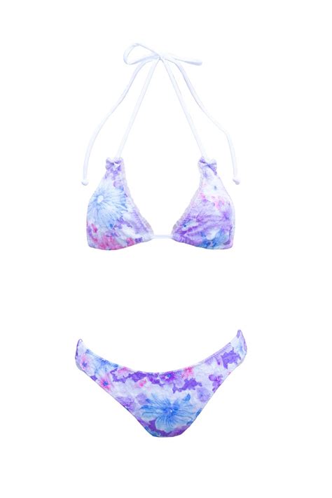 Purple Blue Lace Ruffle Scrunch Butt Bikini Swimsuit Swimwear Etsy