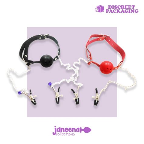 Janeena Silicone Ball Gag With Nipple Clamps Breast Clips Adult Sex Toy Bondage BDSM Toy