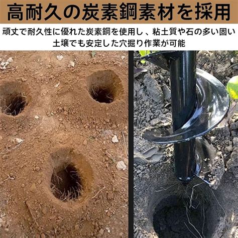 園芸用アースドリル オーガードリル 穴掘り 穴あけ器 支柱設置 家庭菜園 DIY 農業 3サイズセット(黒色) : REAPRI - 通販 ...