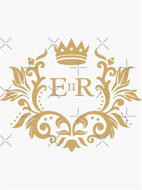 Queen Elizabeth Ii Royal Cypher In Vintage Frame Sticker For Sale By