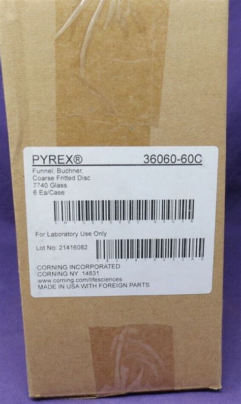 Box Ml Pyrex Buchner Filter Funnel Coarse Fritted Disc C