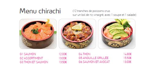 Menus Chirachi Sushiclemenceau