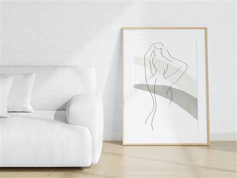 Woman One Line Art Naked Girl Body Print Line Art Draw Abstract Body Girl Modern Print
