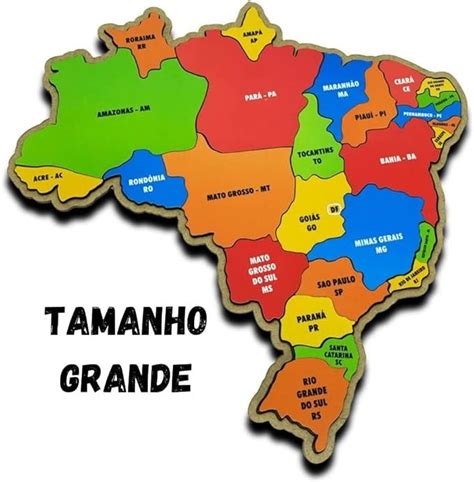 Quebra Cabeça Mapa Do Brasil Em Madeira Infantil Tamanho Grande