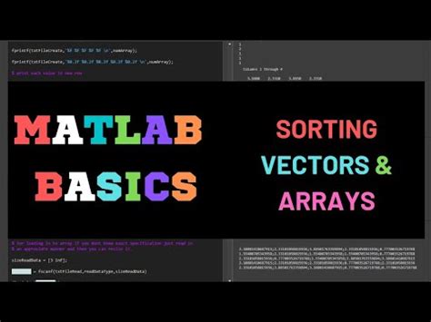 Matlab Basics Sorting Vectors And Arrays Youtube