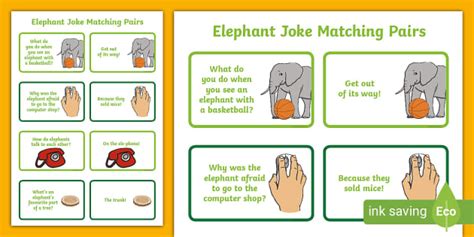 Elephant Joke Matching Pairs L Enseignant A Fait Twinkl